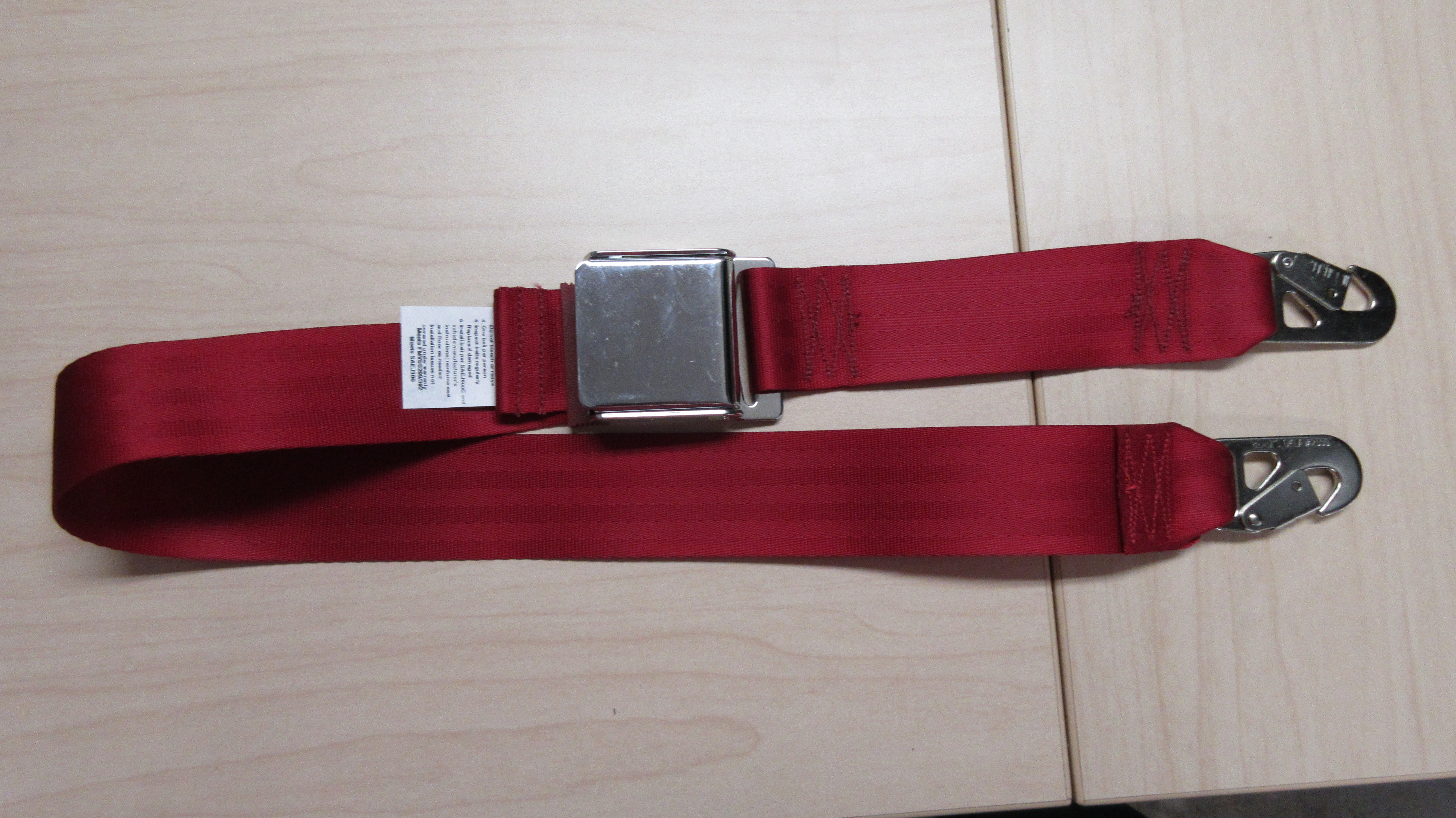 LAP BELT, RED, 40", W/CLIPS