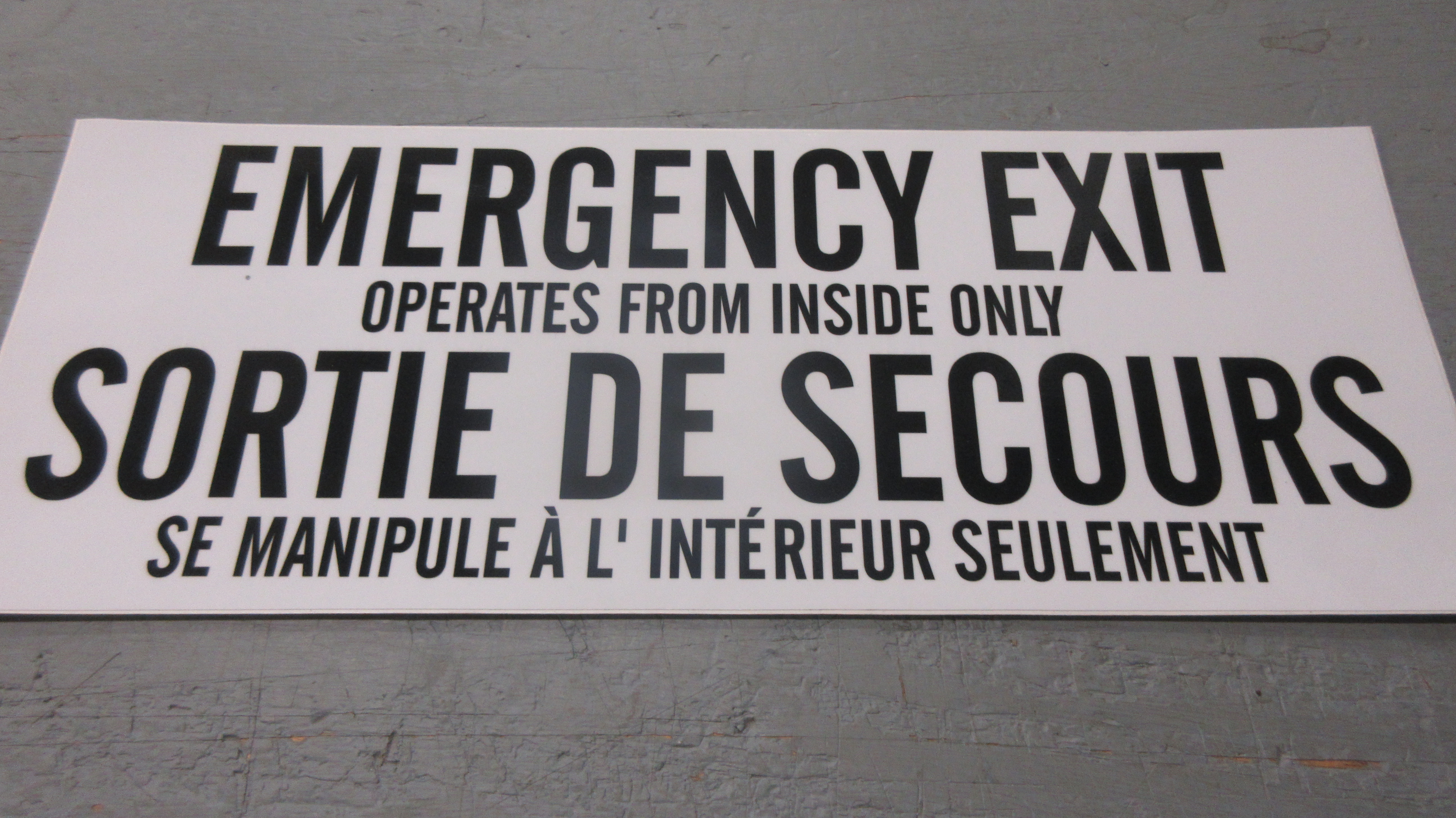 DECAL,EMER EXIT,OPER FR INSIDE